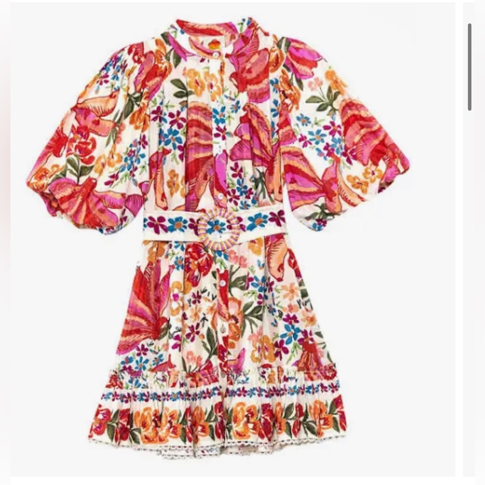 Farm Rio spring bananas belt mini dress